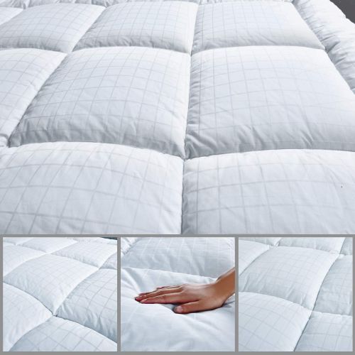  Cosylifee Cal King Mattress Pad Cover Cooling Mattress Topper Cotton Top Pillow Top with Snow Down Alternative Fill-8-21”Deep Pocket