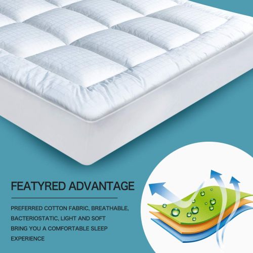  Cosylifee Cal King Mattress Pad Cover Cooling Mattress Topper Cotton Top Pillow Top with Snow Down Alternative Fill-8-21”Deep Pocket