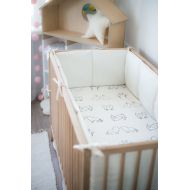 CotandCot Linen crib bumpers  4 side white cot bumper  bumper with laces - natural baby bedding - lin Lit bebe choc