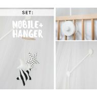 /CotandCot SET: crib mobile and hanger arm - white wooden mobile hanger - baby crib mobile - baby mobile wood hanger