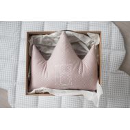 CotandCot Baby girl pillow, pastel nursery pillow, crown pillow, pillow with name, embroidered pillow, princess pillow