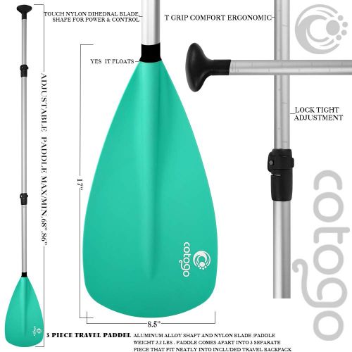  Cotogo Dickes Stand Up Paddle SUP Board Set fuer Sport Rudern max. 12.5KG, Aufblasbare Boards Tas