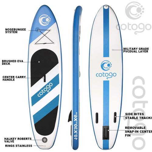  Cotogo Dickes Stand Up Paddle SUP Board Set fuer Sport Rudern max. 12.5KG, Aufblasbare Boards Tas