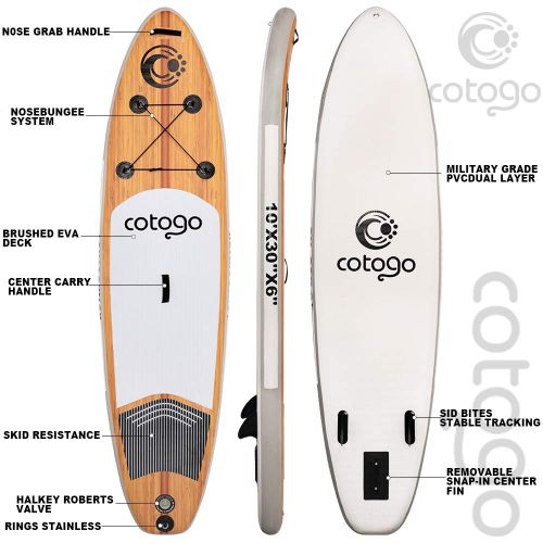  Cotogo Dickes Stand Up Paddle SUP Board Set fuer Sport Rudern max. 12.5KG, Aufblasbare Boards Tas