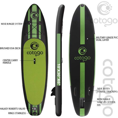  Cotogo Dickes Stand Up Paddle SUP Board Set fuer Sport Rudern max. 12.5KG, Aufblasbare Boards Tas
