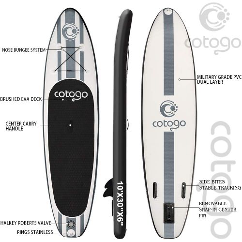  Cotogo Dickes Stand Up Paddle SUP Board Set fuer Sport Rudern max. 12.5KG, Aufblasbare Boards Tas