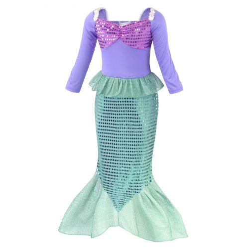  Cotrio Girls Little Mermaid Ariel Costume Toddlers Princess Dress Up Birthday Party Dresses