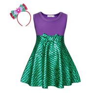 Cotrio Little Mermaid Sleeveless Dress Up Ariel Princess Costume Girls Fancy Party Dresses