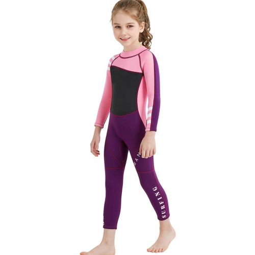  Cotrio Kids Long Sleeve Wetsuit Swimwear One Piece UV Protection Diving Suits Swimsuit UPF 50+