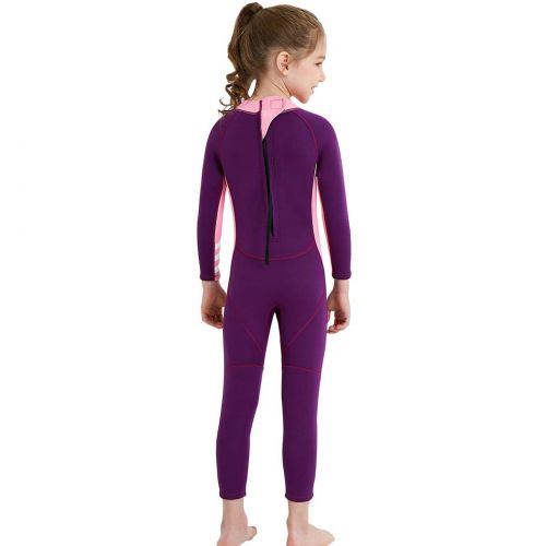  Cotrio Kids Long Sleeve Wetsuit Swimwear One Piece UV Protection Diving Suits Swimsuit UPF 50+