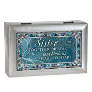 Cottage Garden Sister Love Heart Silver Tone Jewel Beaded Petite Music Box Plays You Light Up My Life
