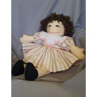 22 inch cloth doll in spring dress with curly hair and eye color of your choice from CottageDollies Lucy Collection