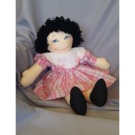 /22 inch cloth doll in plaid dress with curly hair and eye color of your choice from CottageDollies Lucy Collection