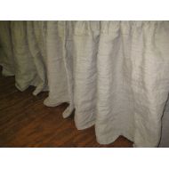 Cottageandcabin Gathered Washed Linen Bed Skirt-Twin-Full-Queen-King----Side Drop Length up to 16-Washed Linen Dust Ruffle