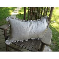 Cottageandcabin One Inch Ruffled 16x26 Washed Linen Pillow Sham- Zip Closure- Decorative Sham- Wedding Gift- Housewarming Gift-Classic Bedding Linens