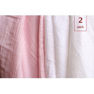 Cottii Swaddle Blanket, 100% Cotton, 2 Count, Pink, White, Perfect for Swaddling, Muslin Cotton