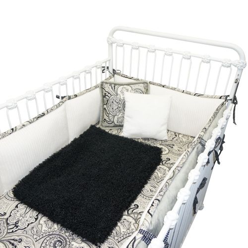  Cotton Tale Designs Taylor Grey and Black Paisley Cotton 4-piece Crib Bedding Set