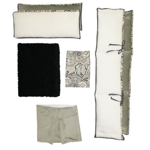  Cotton Tale Designs Taylor Grey and Black Paisley Cotton 4-piece Crib Bedding Set