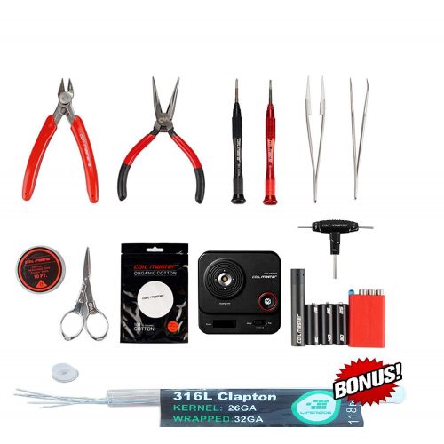  Cotton Coil Master 100% Authentic DIY Kit V3 Tool Set for Home and Jewelry Repairs with Latest Coil Jig (V4)/Updated 521 Tab Mini V2 Ohm Reader/Tweezers/Heat Resistant Wire/ Exclusive Lif