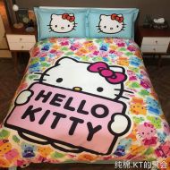 Warm Embrace Kids Bedding Set 100% Natural Cotton Girls Bed in a Bag Hello Kitty,Duvet/Comforter Cover and Pillowcase and Fitted Sheet and Comforter,Queen Size,5 Piece