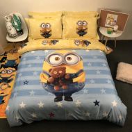 Casa 100% Cotton Kids Bedding Set Boys Minions The First Duvet Cover and Pillow Cases and Flat Sheet,Boys,4 Pieces,Queen