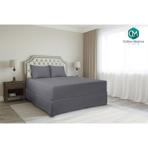  Cotton Metrics Linen Present 800TC Hotel Quality 100% Egyptian Cotton Bed Skirt 18 Drop Length Queen Size Dark Grey Solid