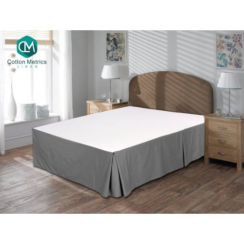  Cotton Metrics Linen Present 800TC Hotel Quality 100% Egyptian Cotton Bed Skirt 18 Drop Length Queen Size Dark Grey Solid