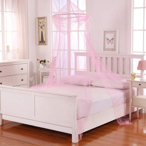  [아마존베스트]Cotton Loft Raisinette Kids Collapsible Hoop Sheer Bed Canopy, One Size, Pink