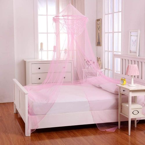  [아마존베스트]Cotton Loft Raisinette Kids Collapsible Hoop Sheer Bed Canopy, One Size, Pink