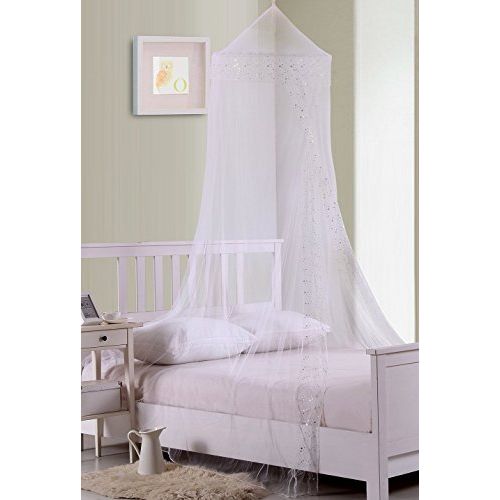  [아마존베스트]Cotton Loft Fantasy Kids Galaxy Collapsible Hoop Sheer Bed Canopy, One Size, White