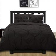 Cotton Basics Cottonesque Pintuck Duvet Cover Mini Set, King, Solid, Black