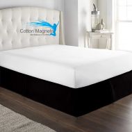 Cotton Magneto Luxury Crafted 800-TC Italian Finish 100% Organic Cotton Split Corner Bed Skirt Black Solid Full Size 54x75 inch 12 Drop Length