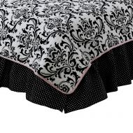 Cotton Tale Designs 100% Cotton Black & White Polka Dot Girly Bed Skirt - Dust Ruffle - Bedding Accessory - Unisex Gender Neutral Boy & Girl (Queen)