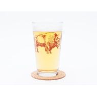 Countercouturedesign Bison Pint Glass - Buffalo - Beer Glass - Barware - Buffalo Glassware - Screen Printed - Made in USA