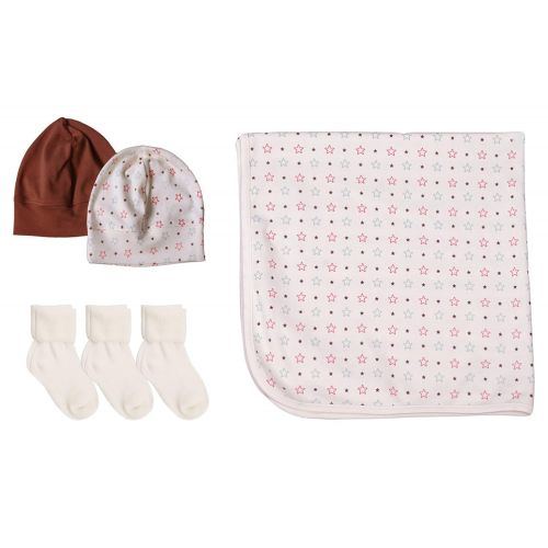  Country Kids Baby Boys Soft Cotton Swaddle Receiving Blanket Hat Sock Gift Set, 6 Piece