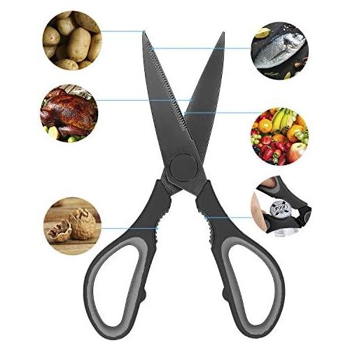  [아마존베스트]Country Kitchen Set of 2 Kitchen Scissors, Stainless Steel Kitchen Shears, Cooking Scissors for Cutting Meat, Chicken, Herbs and Produce with Blade Cover and Soft Grip Handles - Bl