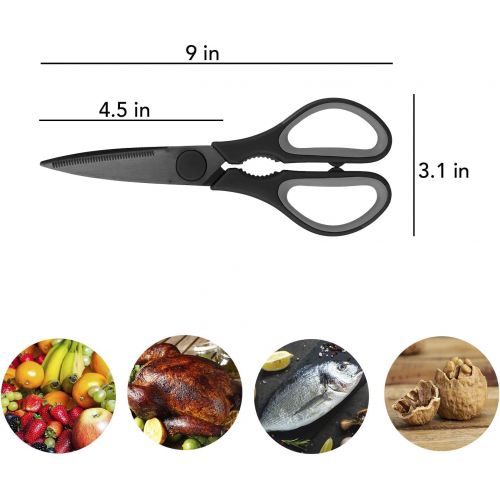  [아마존베스트]Country Kitchen Set of 2 Kitchen Scissors, Stainless Steel Kitchen Shears, Cooking Scissors for Cutting Meat, Chicken, Herbs and Produce with Blade Cover and Soft Grip Handles - Bl