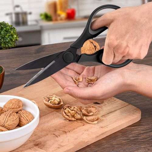  [아마존베스트]Country Kitchen Set of 2 Kitchen Scissors, Stainless Steel Kitchen Shears, Cooking Scissors for Cutting Meat, Chicken, Herbs and Produce with Blade Cover and Soft Grip Handles - Bl