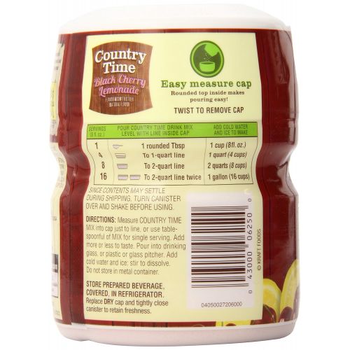  Country Time Flavored Drink Mix, Black Cherry Lemonade, 18.3 Ounce Container (Pack of 12)