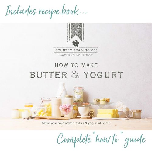  Country Trading Co. Complete Yogurt and Butter Making Kit: Probiotic Yogurt Starter - Best Yogurt Maker - Wooden Butter Paddles - 82 pg. DIY Recipe Book for Butter and Yogurt Your Way