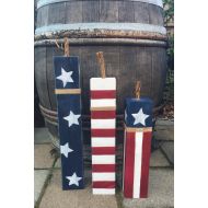 CountryHeartCityGirl Patriotic Wood Firecracker Set, set of 3 Americana, Red, White & Blue, American Flag, Home Decor, Backyard Decor, Stars Stripes