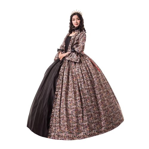  CountryWomen Victorian Renaissance Antique Floral Dress Princess Ball Gown Reenactment Theater Clothing