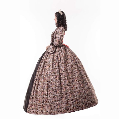  CountryWomen Victorian Renaissance Antique Floral Dress Princess Ball Gown Reenactment Theater Clothing