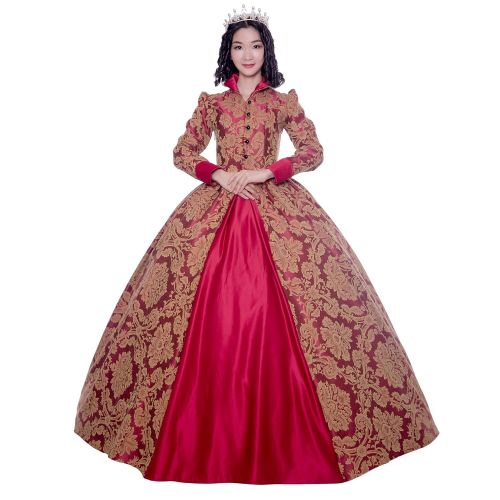  CountryWomen Renaissance Queen Elizabeth I/Tudor Gothic Jacquard Fantasy Dress Game of Thrones Gown Halloween Costumes