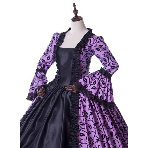  CountryWomen Medieval Renaissance Fairytale Vampire Brocade Dress Masquerade Gown Theater Cosplay Halloween Costume