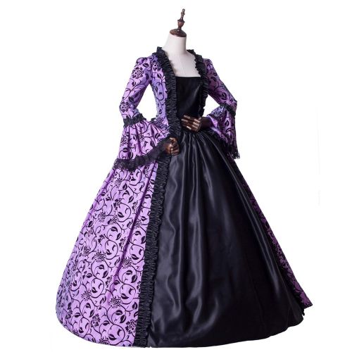  CountryWomen Medieval Renaissance Fairytale Vampire Brocade Dress Masquerade Gown Theater Cosplay Halloween Costume