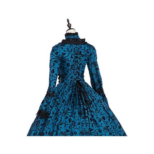  할로윈 용품CountryWomen 18th Century Womens Rococo Ball Gown Printing Long Gothic Victorian Dress Masquerade Theme Dresses