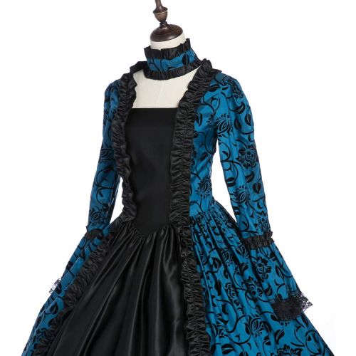  할로윈 용품CountryWomen 18th Century Womens Rococo Ball Gown Printing Long Gothic Victorian Dress Masquerade Theme Dresses