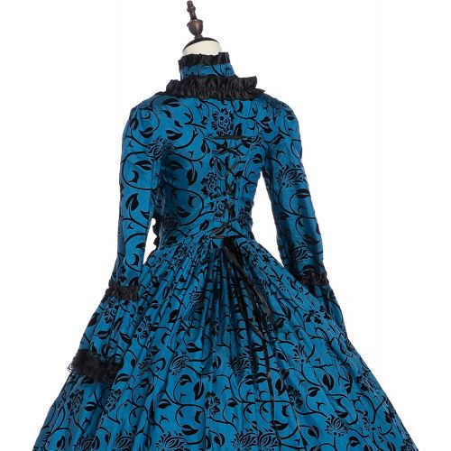  할로윈 용품CountryWomen 18th Century Womens Rococo Ball Gown Printing Long Gothic Victorian Dress Masquerade Theme Dresses