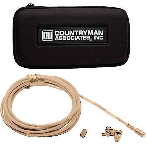  Countryman B2D Directional Lavalier with a Threaded Connector Termination with no Connector (Gray Band, Light Beige)